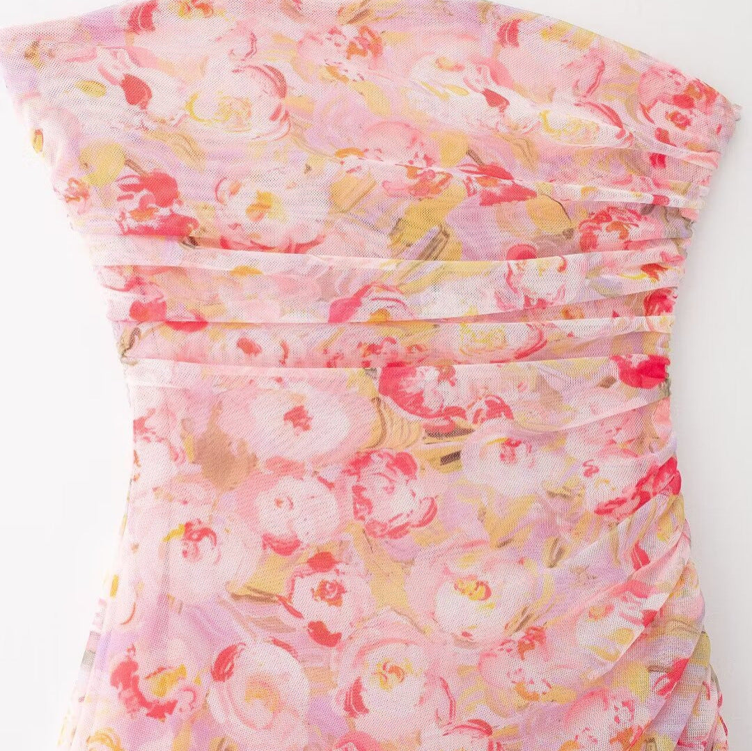 Net Slim Tube Top Dress Women