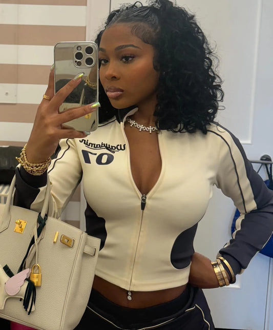 STYLISH  Set Women Long Sleeve Crop Top and Skinny Pant Suits