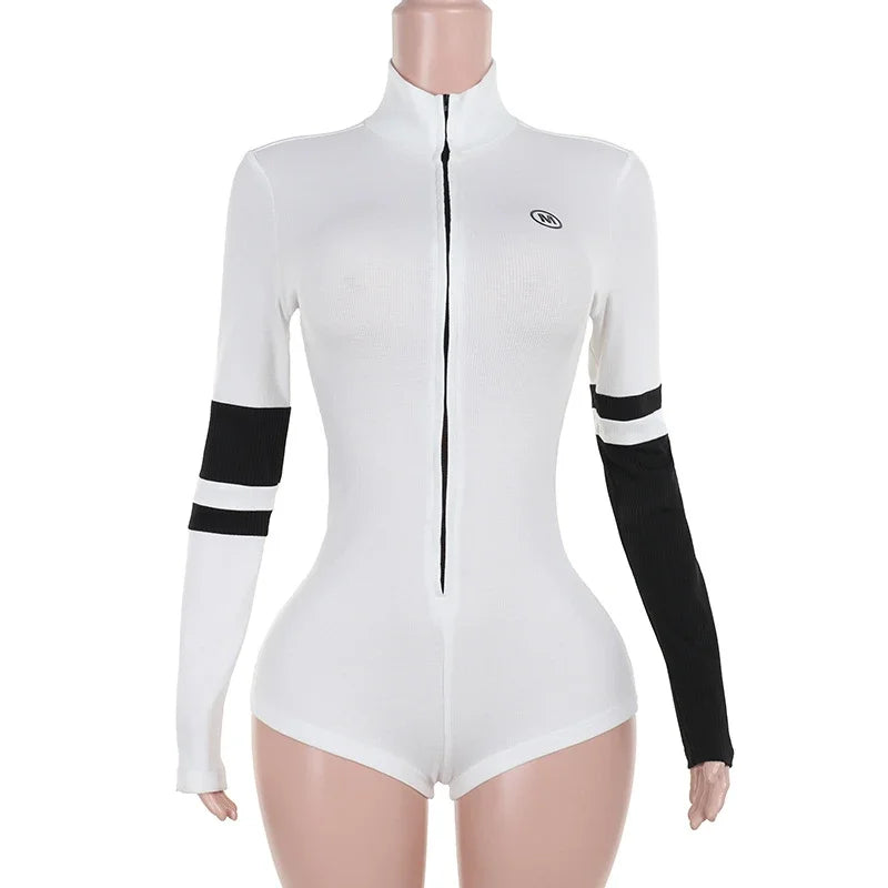 Fashion Colorblock Knitted Rompers Playsuits Spring Summer