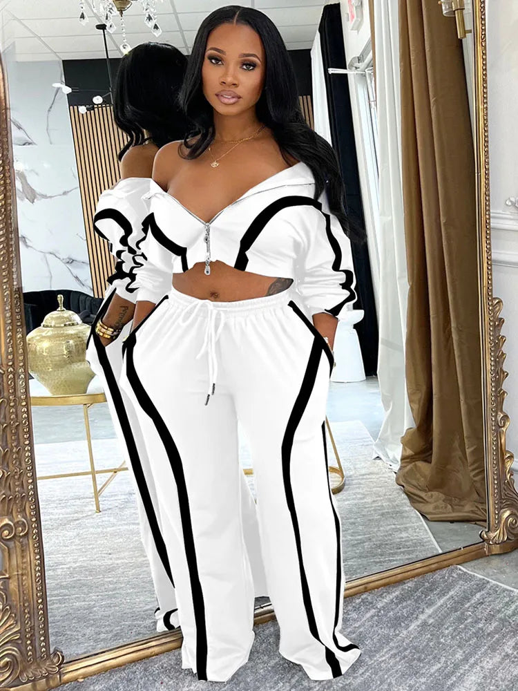 Prompearl  Long Sleeve Jacket and Sweatpants Matching Sets Outfits