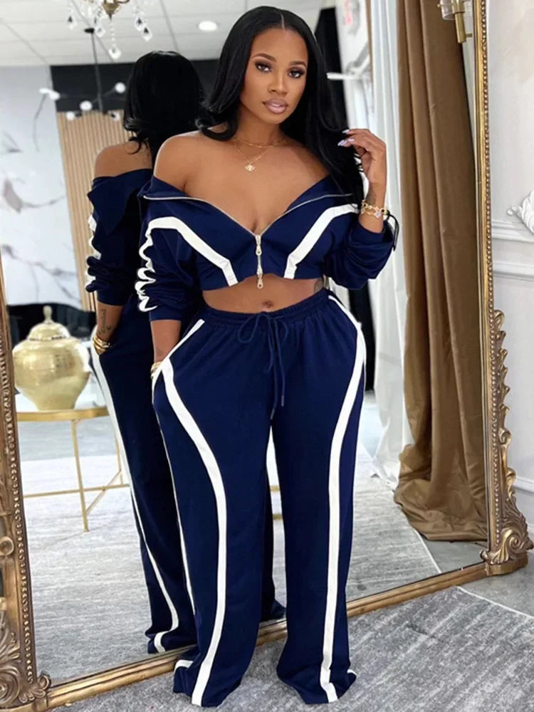 Prompearl  Long Sleeve Jacket and Sweatpants Matching Sets Outfits