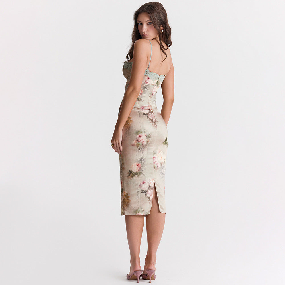 New Sexy Lace Sling Backless Sheath Dress