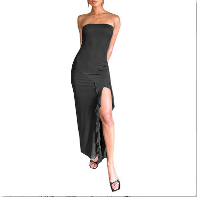 Printed Slit Slim Tube Top Dress Women