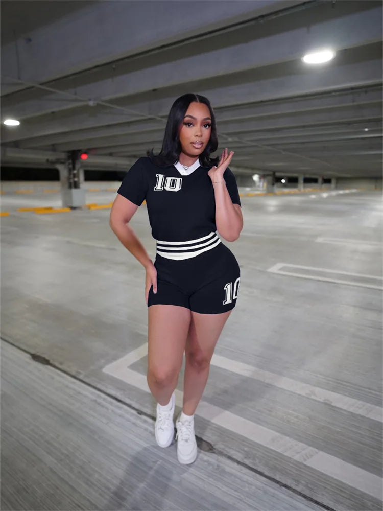 Prompearl Puss Knit Patchwork 2 Piece Set Tracksuit Women