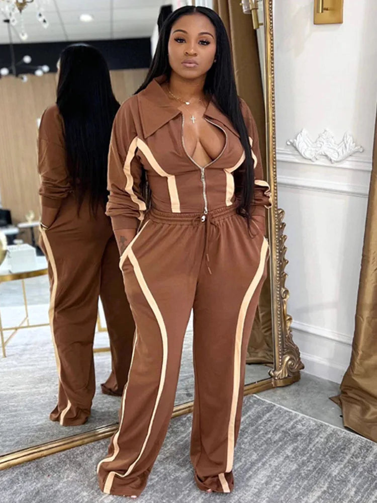 Prompearl  Long Sleeve Jacket and Sweatpants Matching Sets Outfits