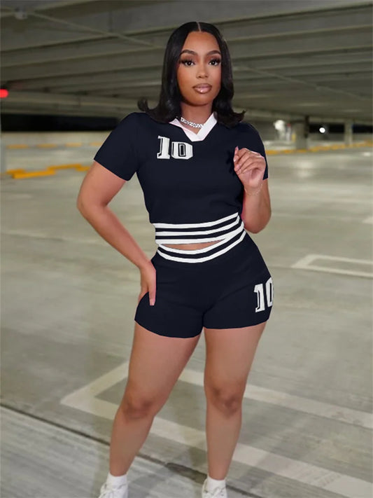 Prompearl Puss Knit Patchwork 2 Piece Set Tracksuit Women