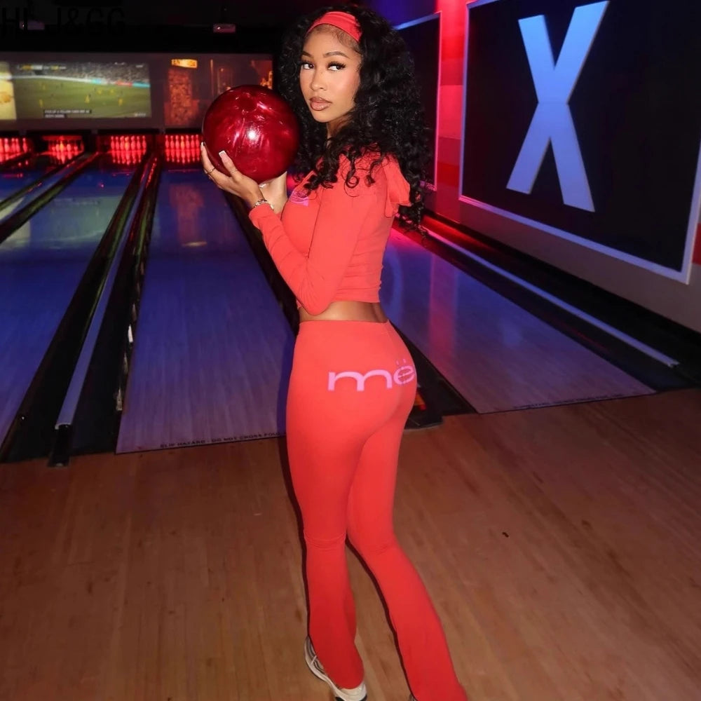 Prompearl Hooded Tracksuits Women Zipper Long Sleeve Slim Top And Skinny Pants Outfits Fashion Streetwear