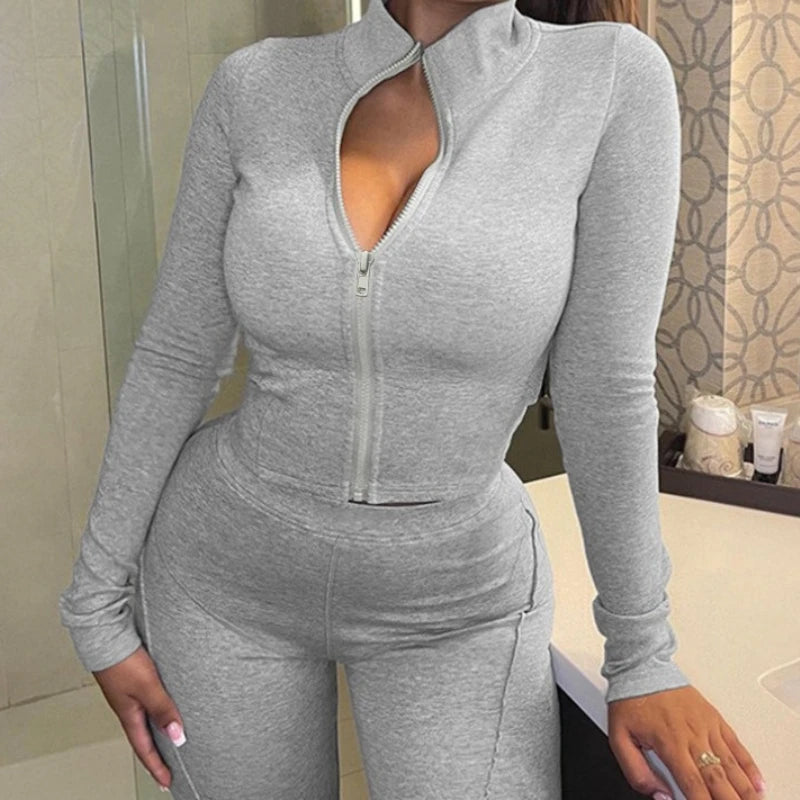 Autumn Hot Casual Solid Color Sporty  Tracksuits
